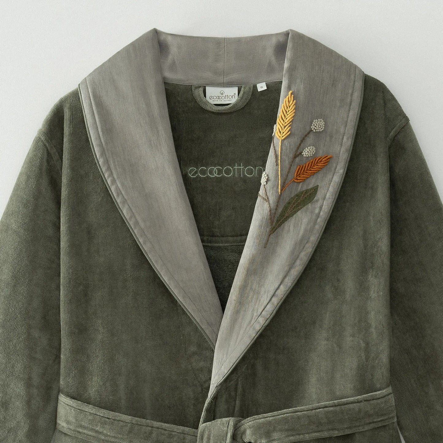 Farah Aile Bornoz Seti Organik Pamuk Yeşil-Kahve M/L