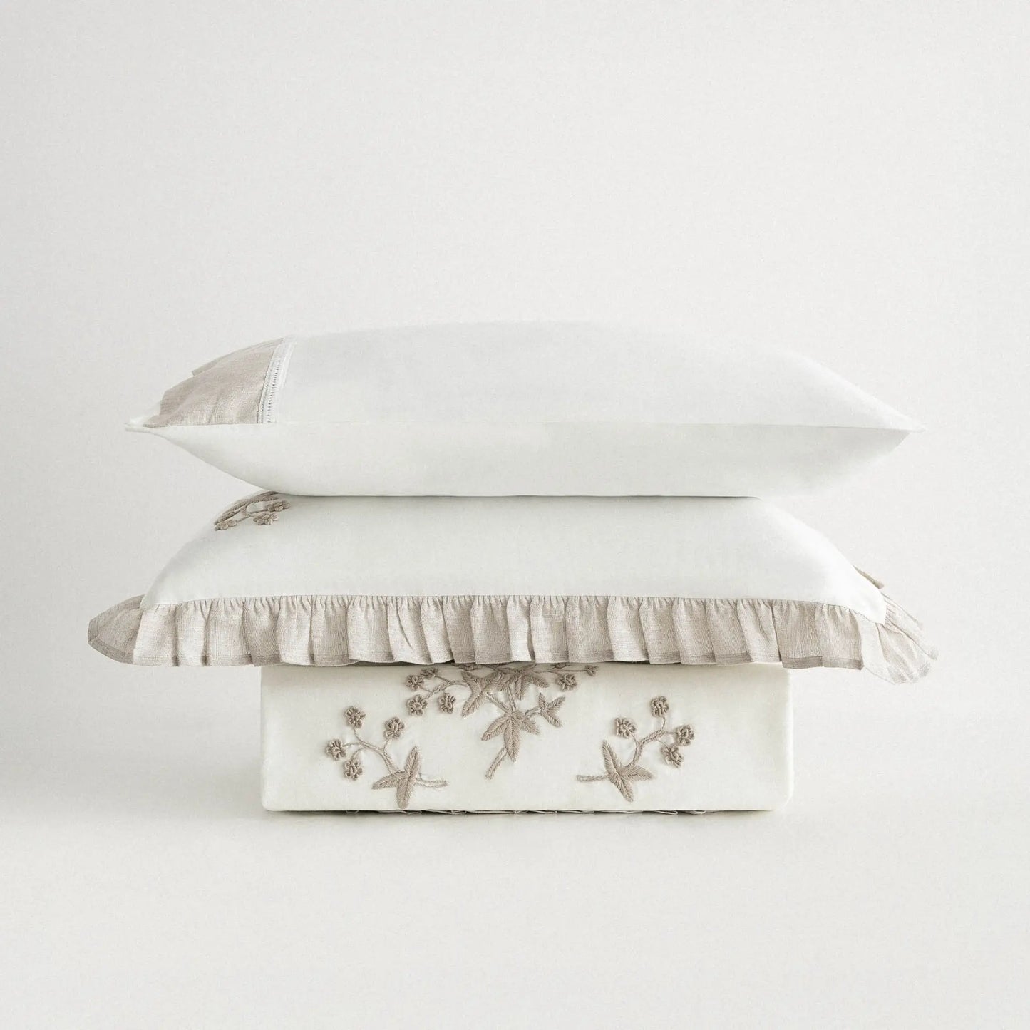 Ayliz Çift Kişilik Nevresim Takımı Organik Pamuk Saten Krem