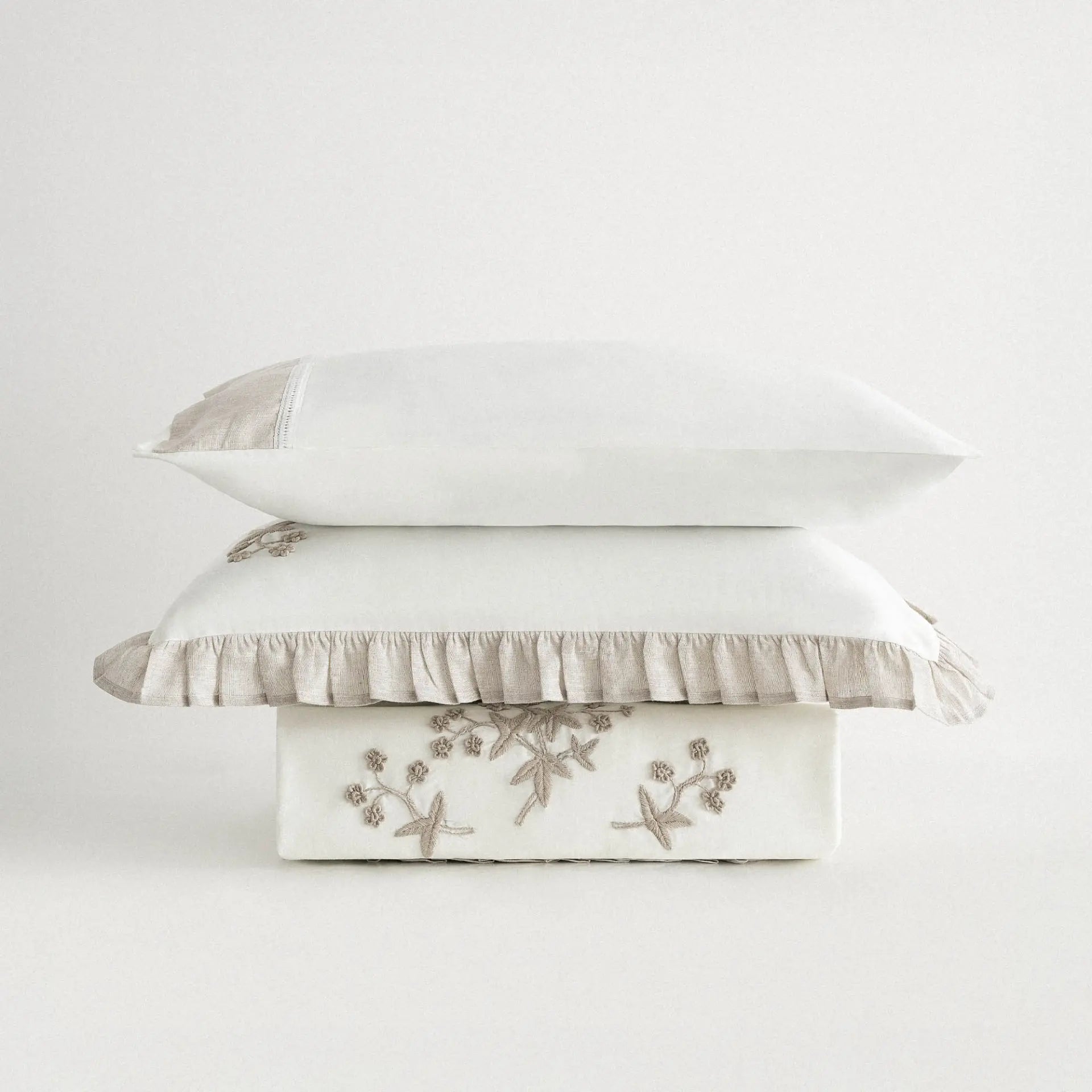 Ayliz Çift Kişilik Nevresim Takımı Organik Pamuk Saten Krem