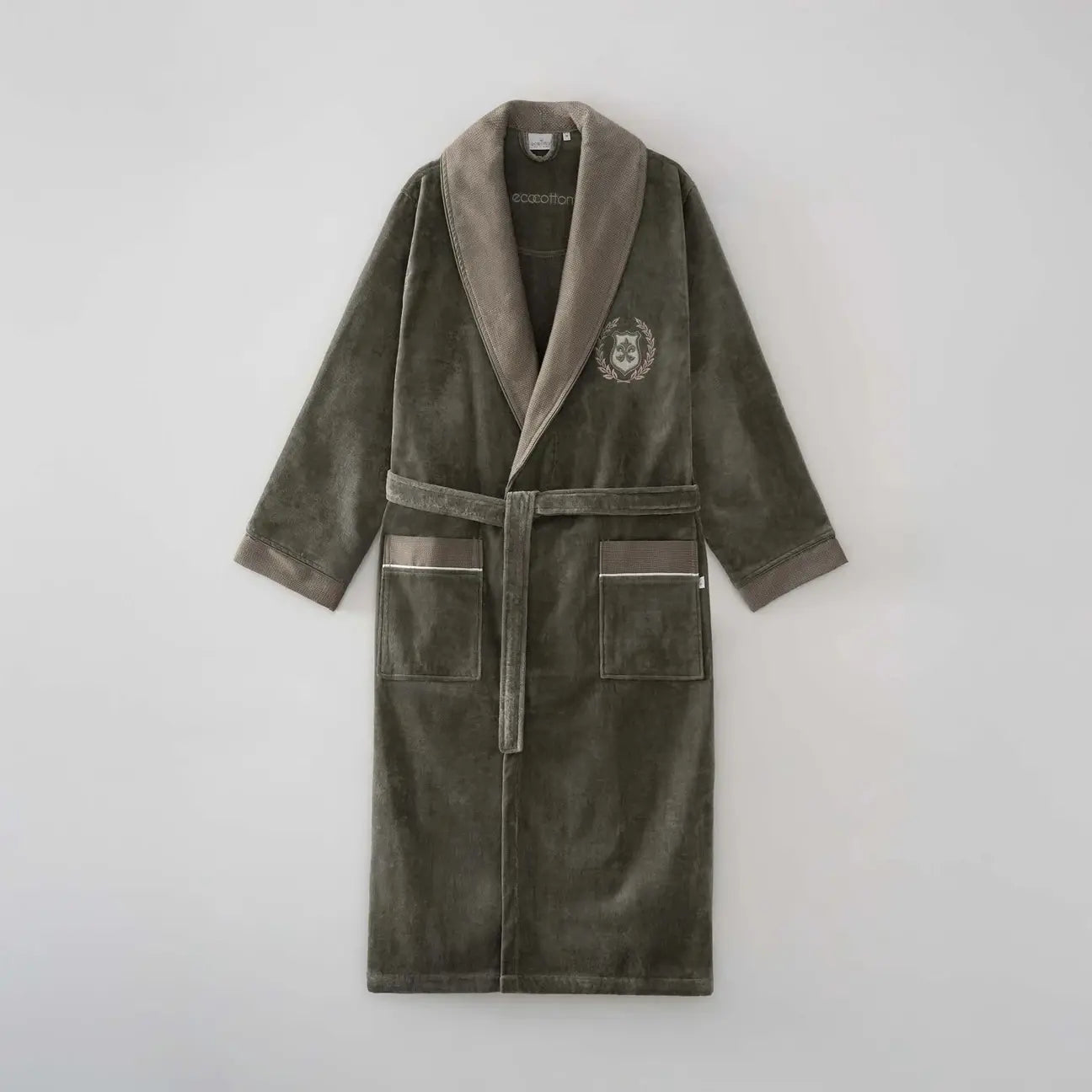 Masal Aile Bornoz Seti Organik Pamuk Bej-Yeşil M/L