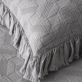 Tanya Çift Kişilik Pike Yatak Örtüsü Takımı Pamuk Gri