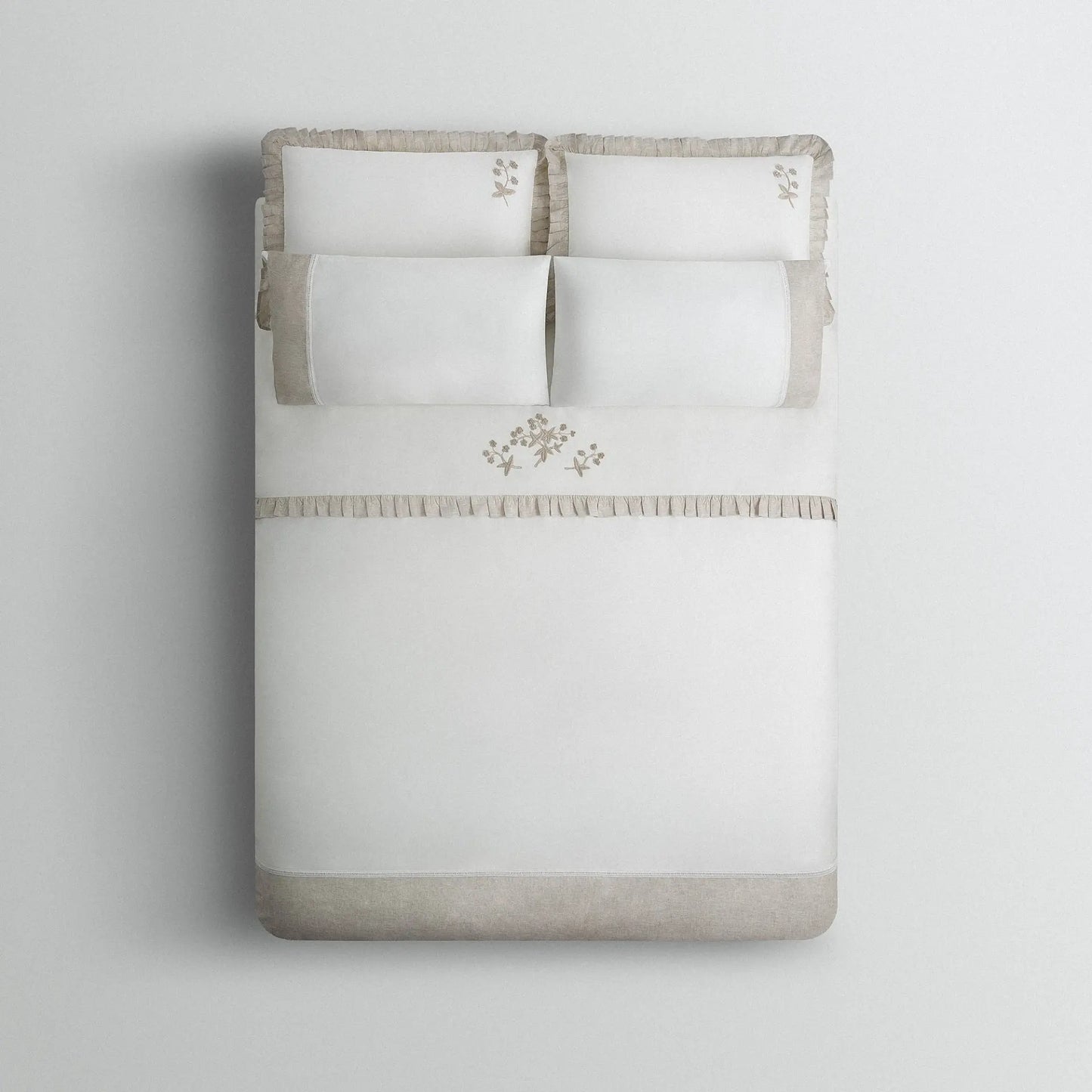 Ayliz Çift Kişilik Nevresim Takımı Organik Pamuk Saten Krem