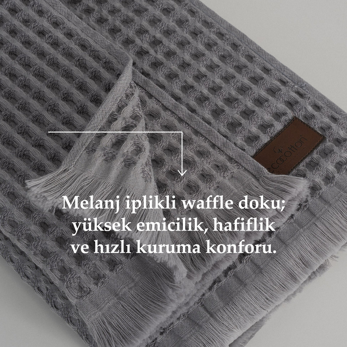Seren 2 li Havlu Seti Organik Pamuk Antrasit