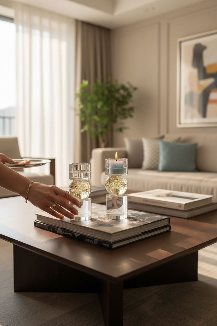 Silindir Kabarcık Modern Şamdan Seti