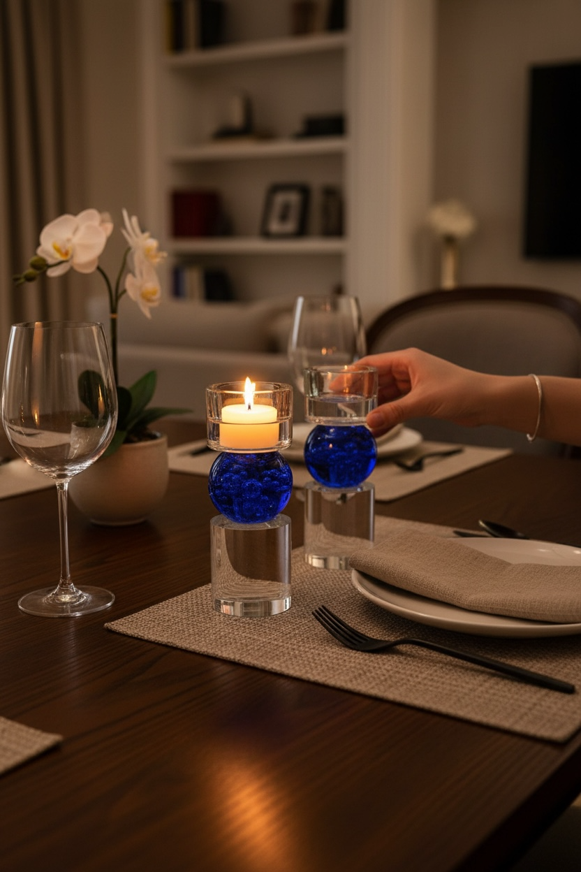 Silindir Kabarcık Modern Şamdan Seti