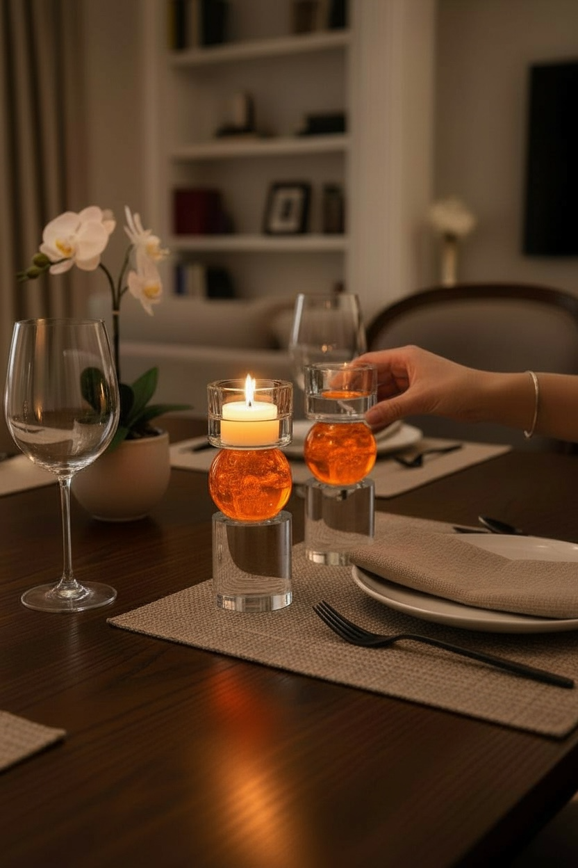 Silindir Kabarcık Modern Şamdan Seti