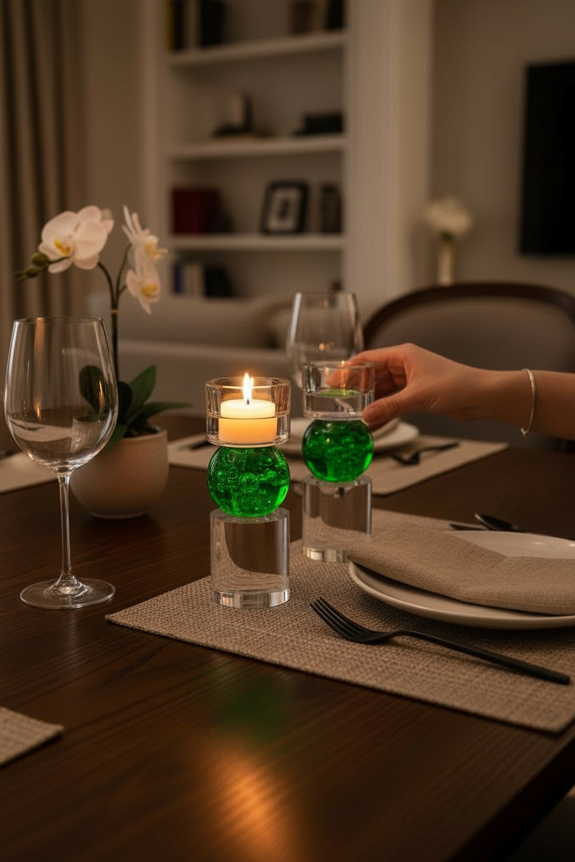 Silindir Kabarcık Modern Şamdan Seti