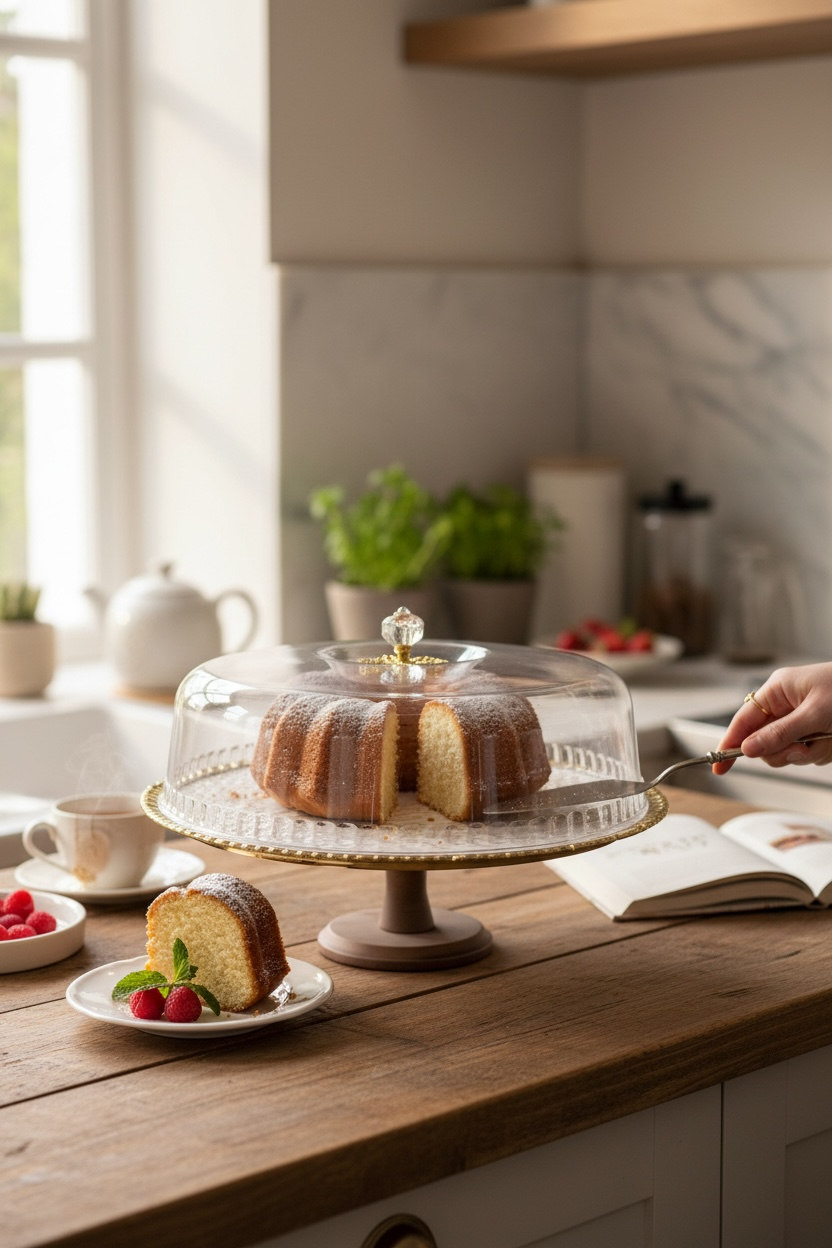 Şık Beyaz Altın Ayaklı Kek Standı