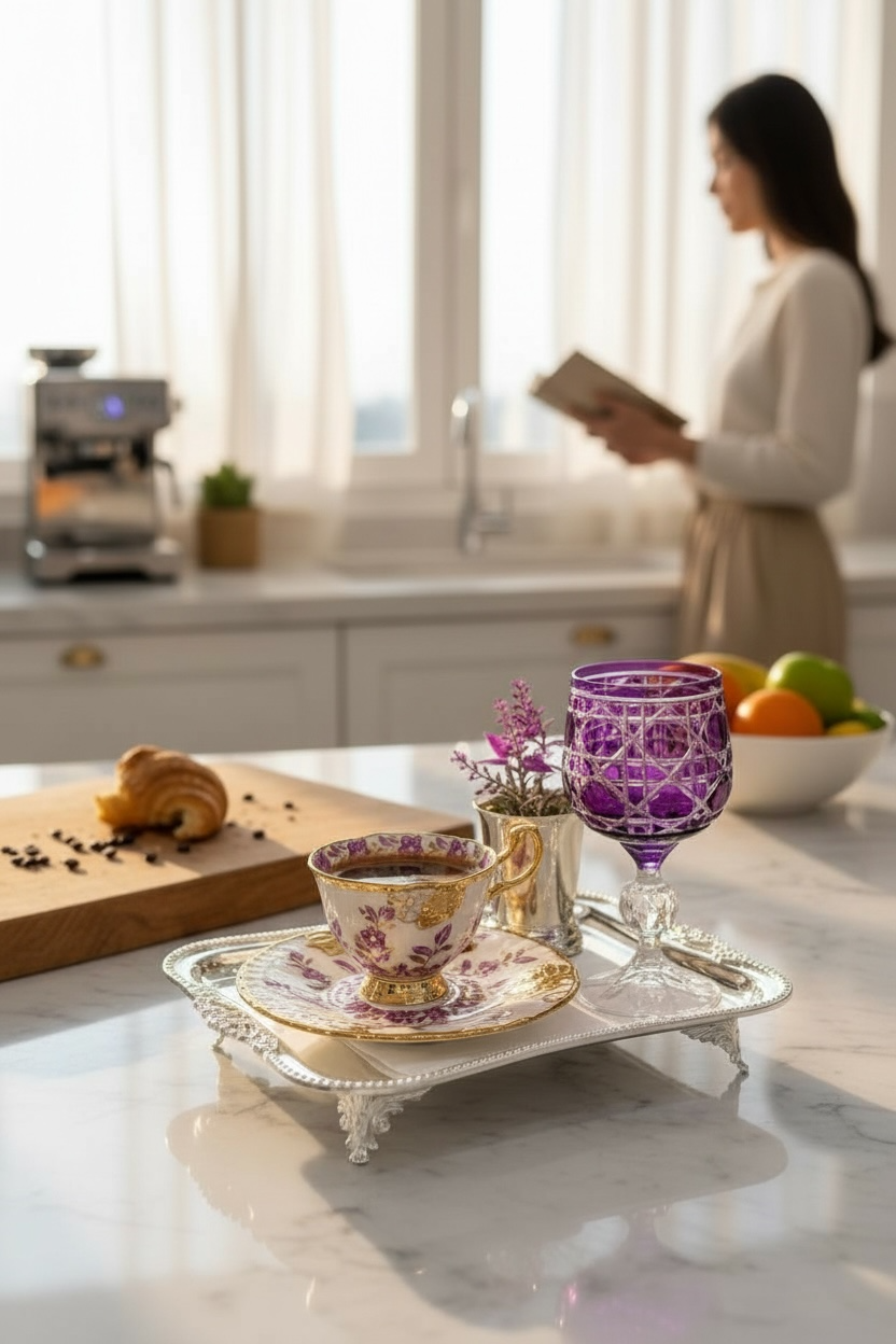 Kristal Kahve Yanı Su Bardak Seti