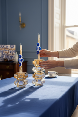 2’li 3D Mavi Çiçekli Mum