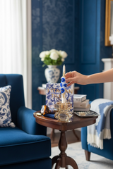 2’li 3D Mavi Çiçekli Mum