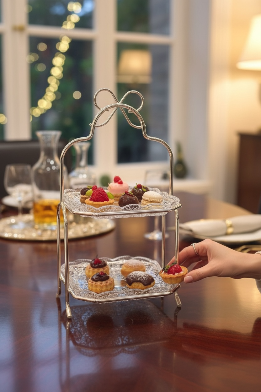 Mikasa Moor Fiyonk Kulplu Cam 2 Katlı Servislik