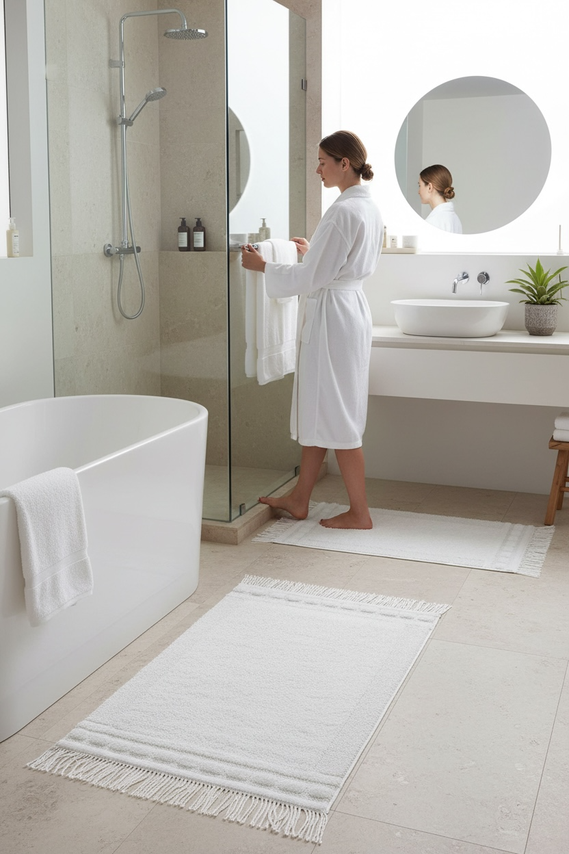 Luna 2'li Banyo Paspas Seti Karde Pamuk