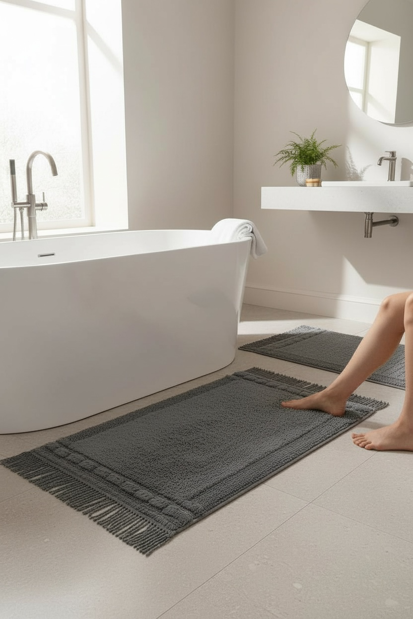 Luna 2'li Banyo Paspas Seti Karde Pamuk