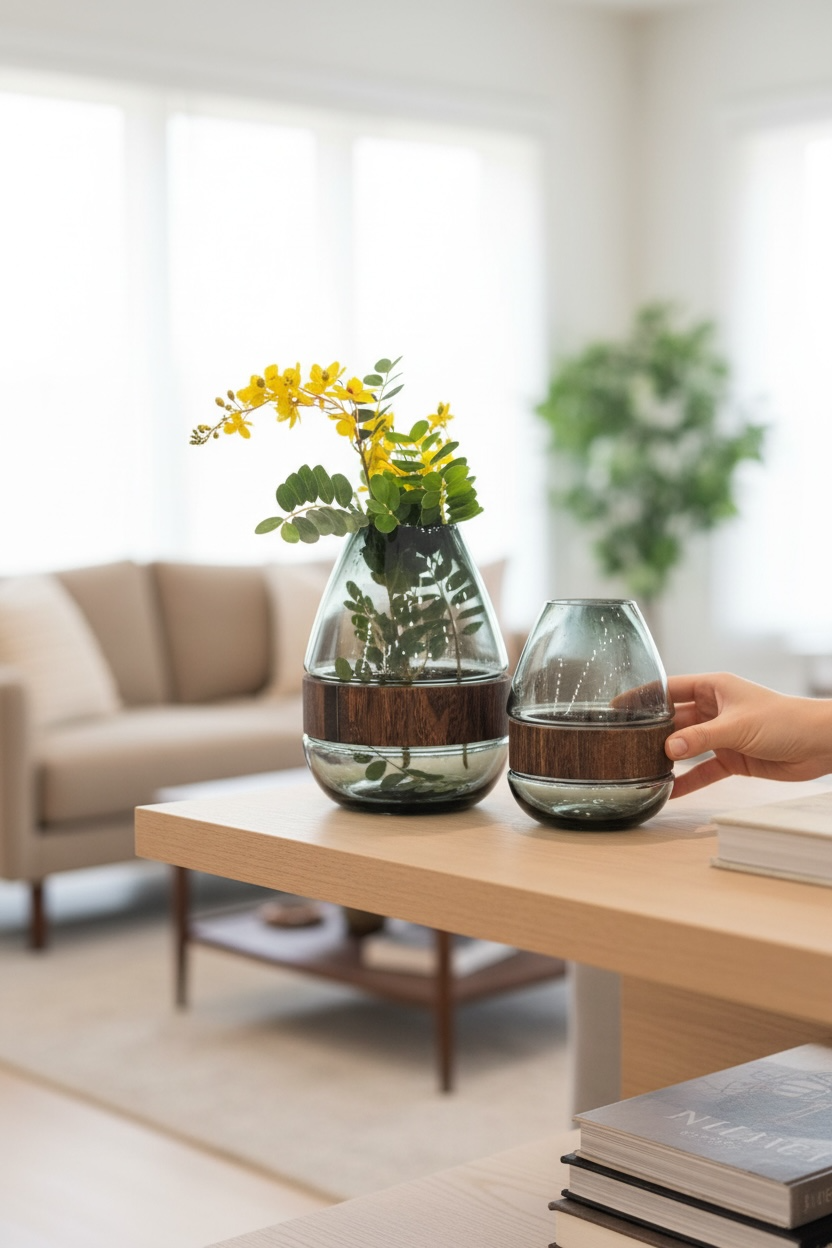 Ahşap Halkalı 2’li Vazo