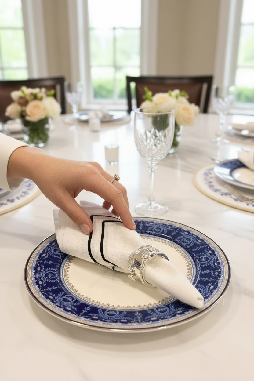 Gül Dekor Peçete Halkası