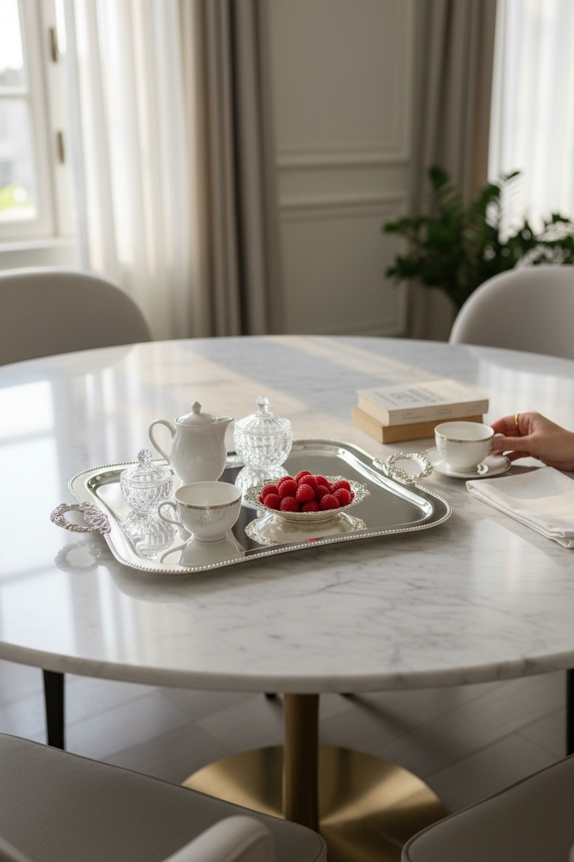 İtalyan Zincir Detay kahve sunum ve Nişan Tepsisi