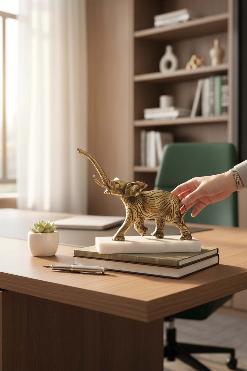 Mermer Ayaklı Pirinç Fil