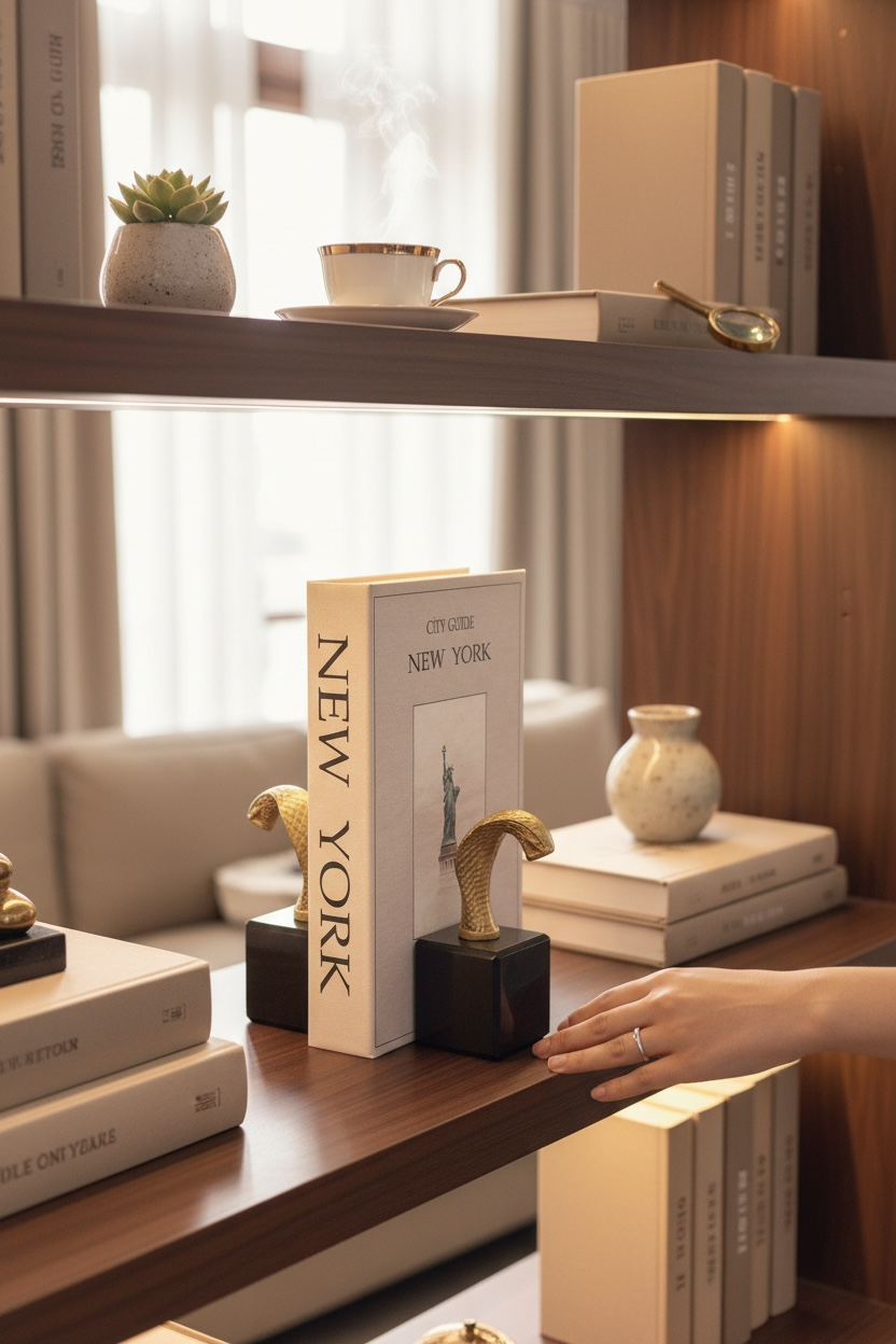 Yılan Model Gold Renk Kitap Tutucu