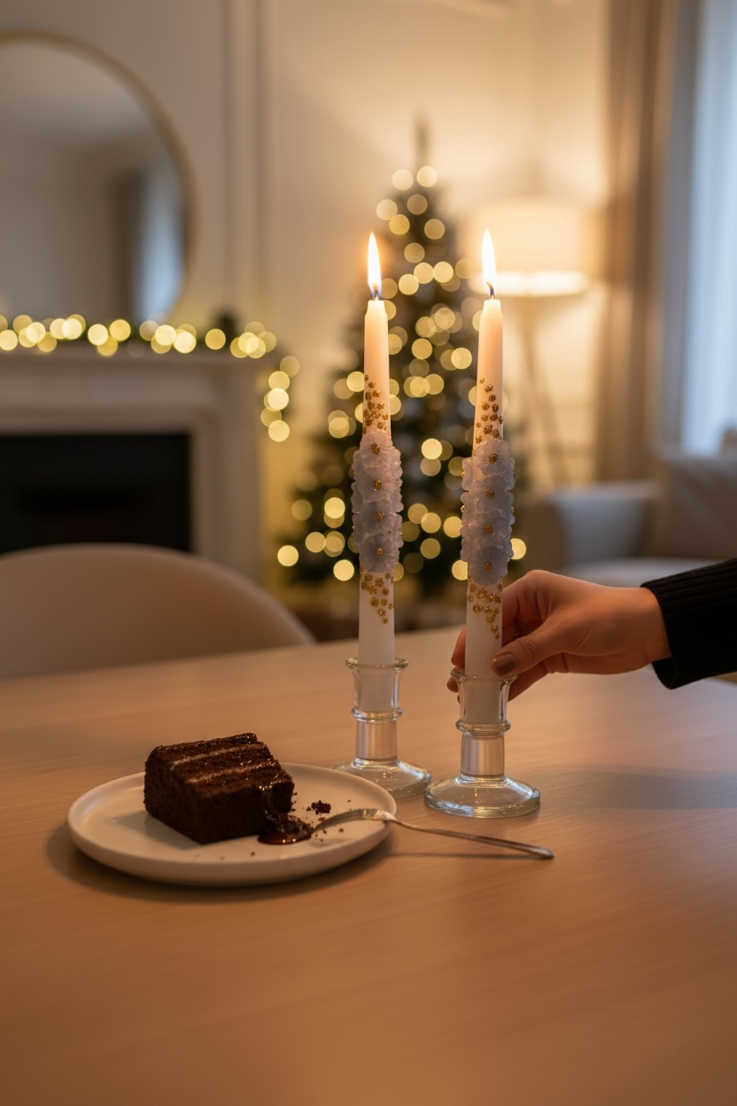 2’li 3D Lila Çiçekli Mum