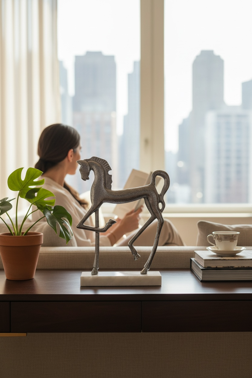 Mermer Kaideli Gümüş At Dekor