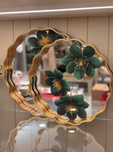 Yeşil Çicekli Aynalı Lüx Tepsi