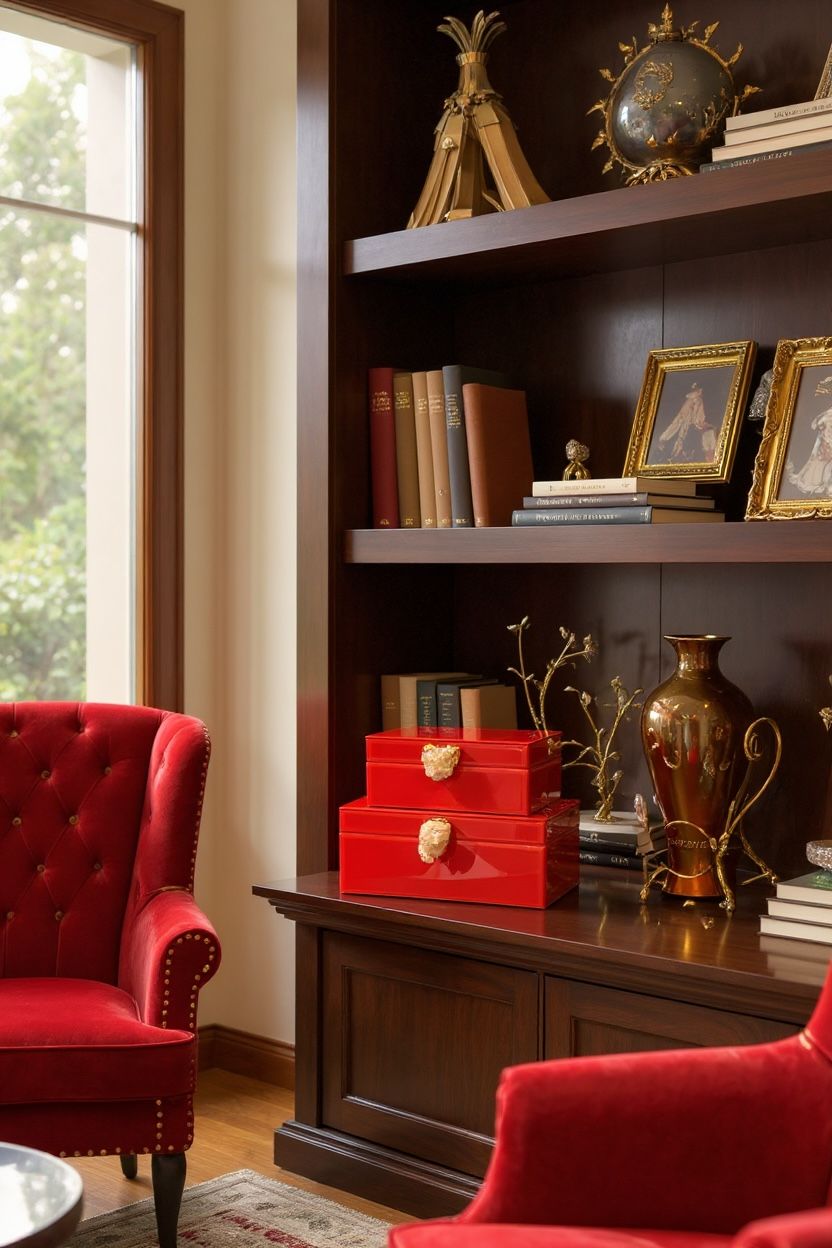 2’li Doğal Taş Detaylı Turuncu Cam Kutu