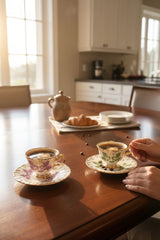 El Boyaması Renkli Çicekli Kahve Fincan Seti