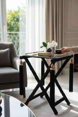 Püskül Detaylı Gold Sehpa