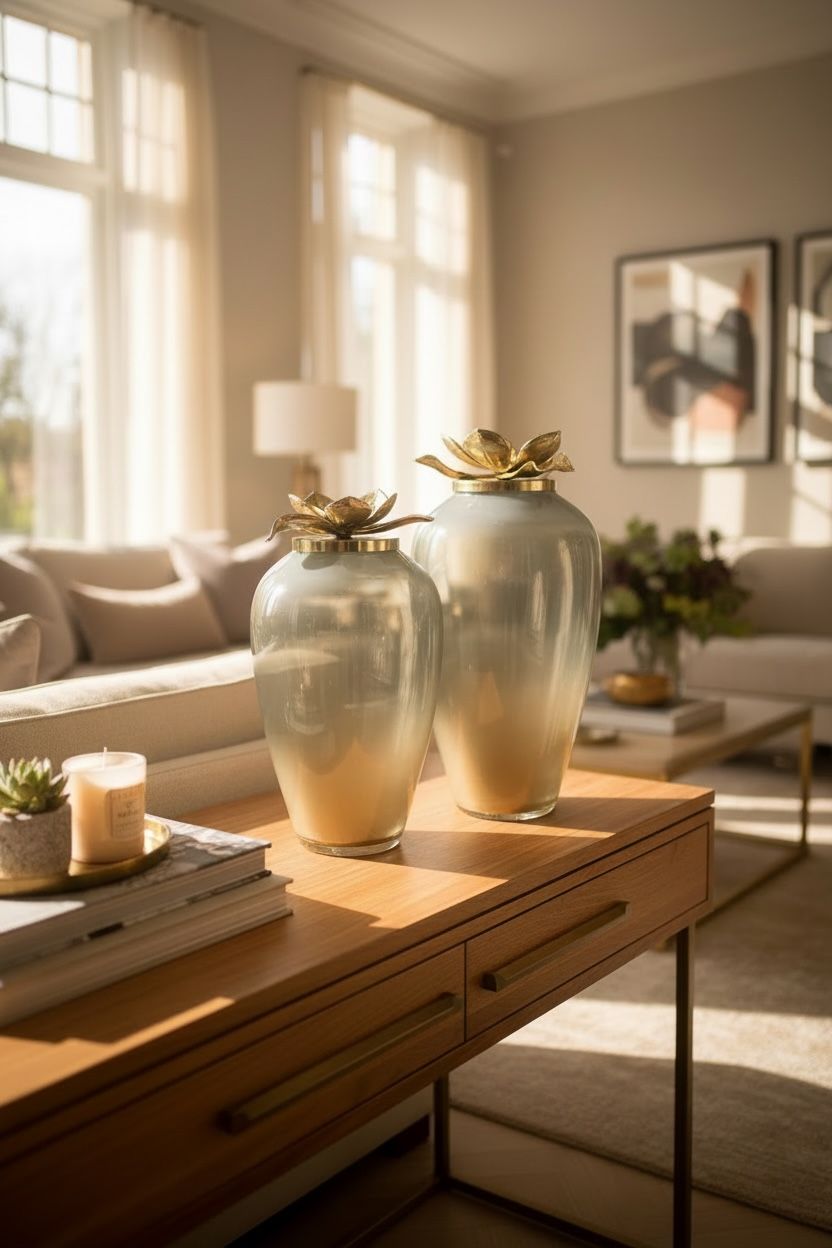 Mikasa Moor Kahve Saydam Cam Lotus Gold Küp