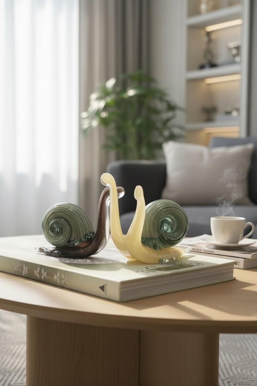 Krem Turkuaz Cam Salyangoz