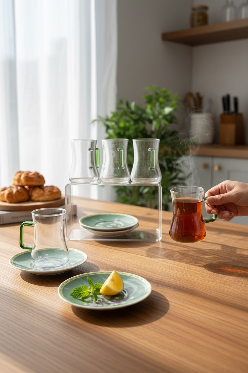 Mist Yeşil 6’lı Cam Çay Bardak Seti