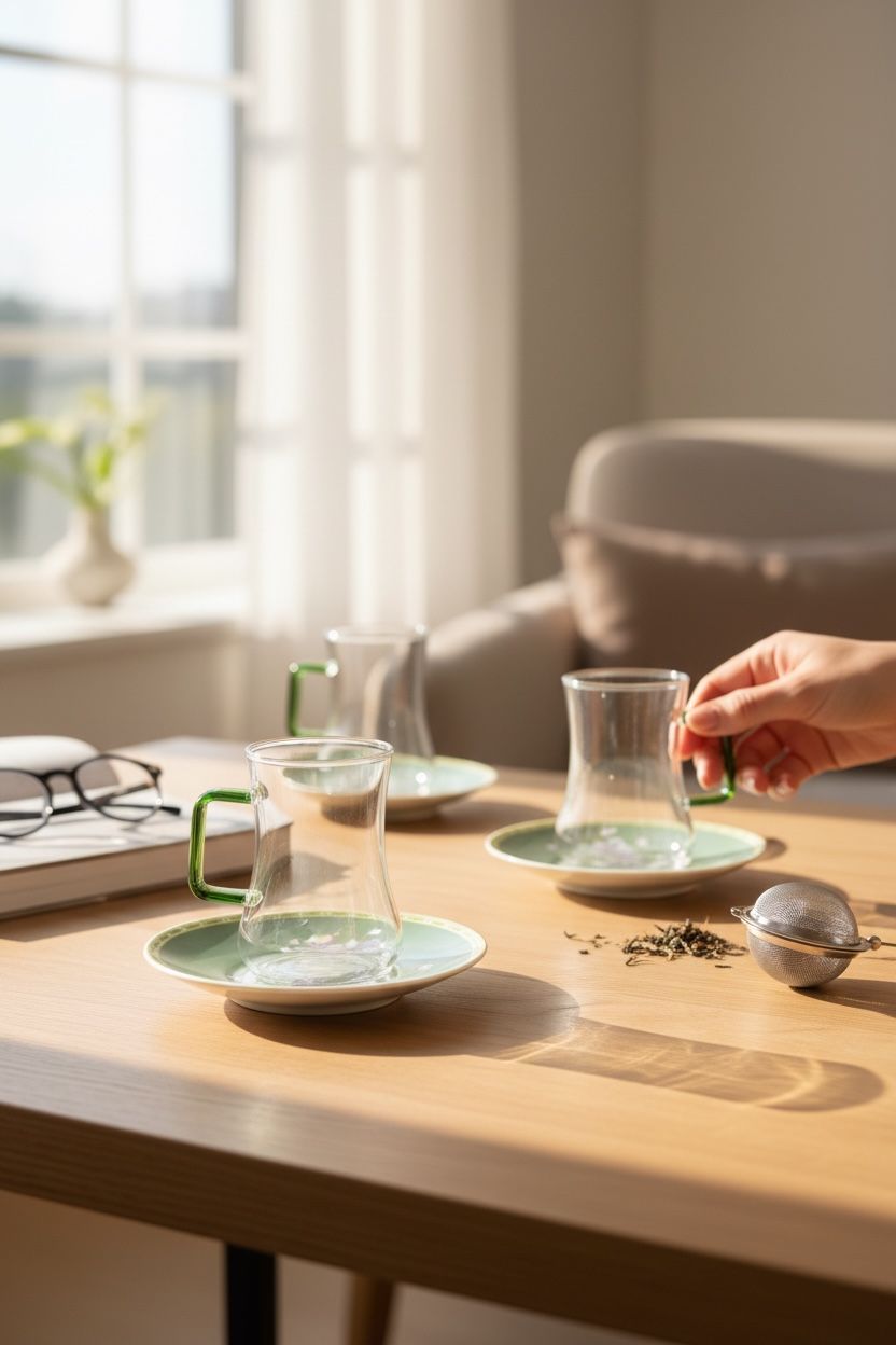 Mist Yeşil 6’lı Cam Çay Bardak Seti