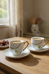 Renkli Desenli 6’lı Kahve Fincan Seti