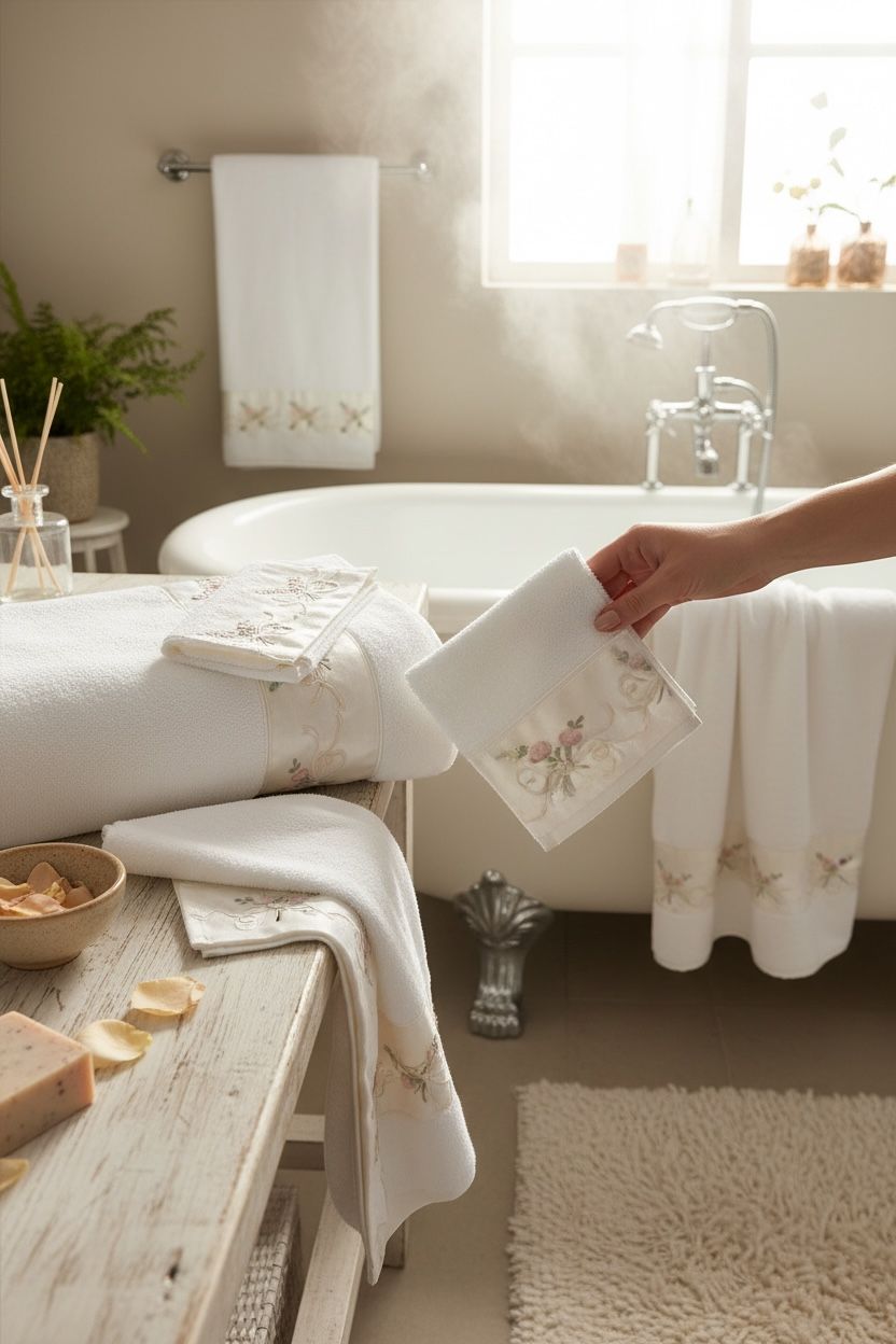 Pembe Kurdeleli Hamam Takımı