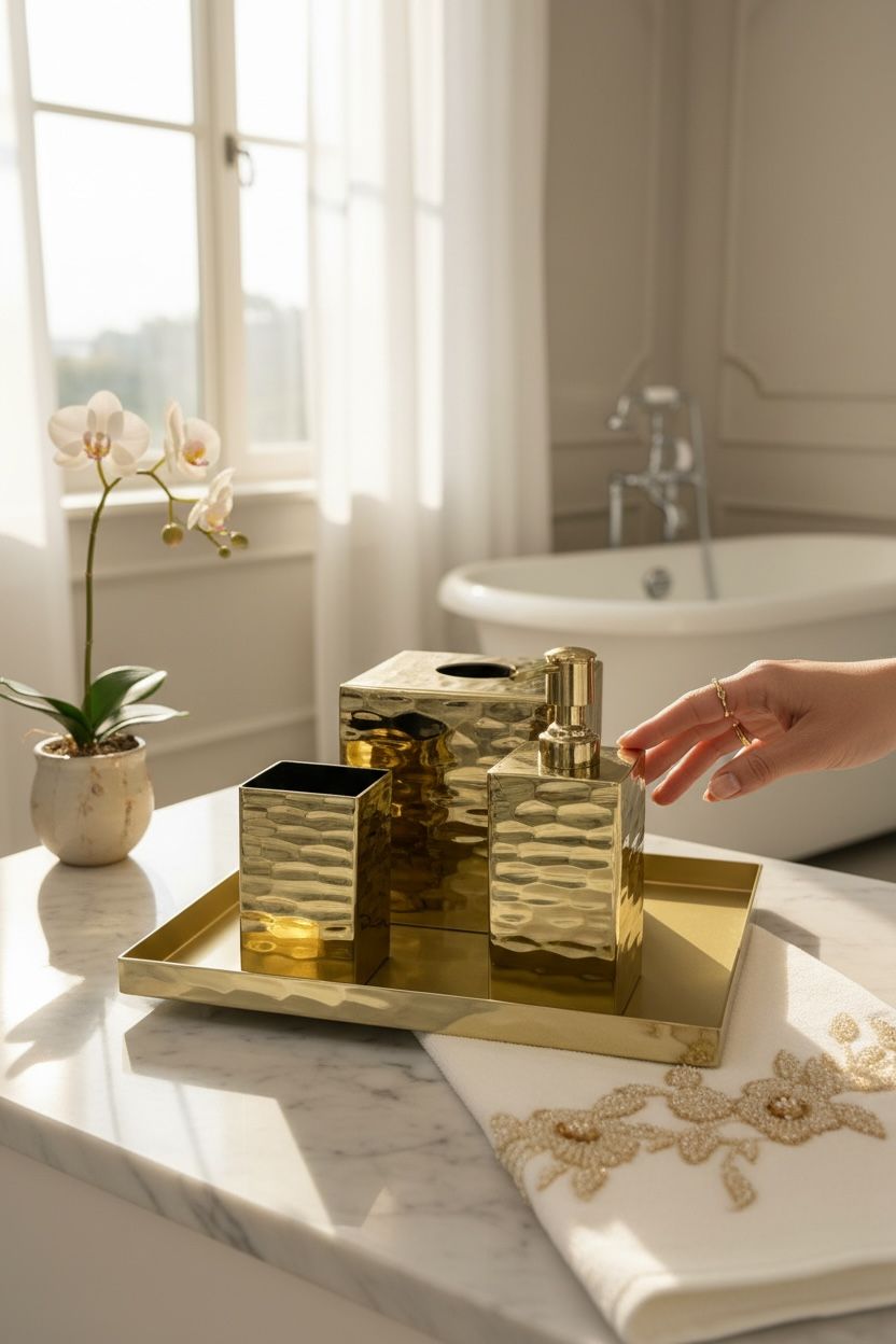 Gold Tepsili Banyo Seti