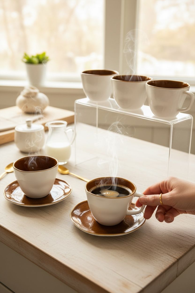 Beyaz Karamel 6’lı Kahve Fincan Seti