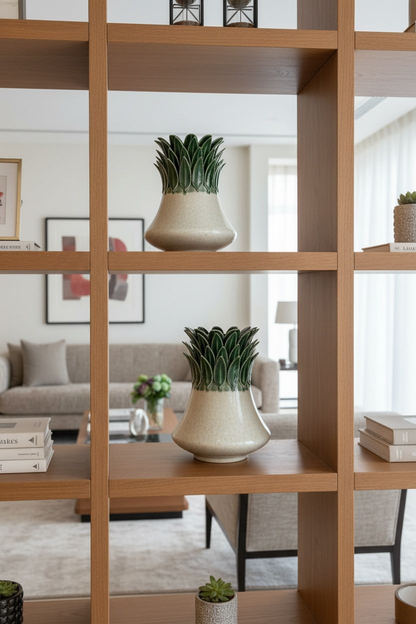 Yeşil Yaprak Kabartmalı Vazo