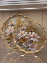 Beyaz Çicekli Lüx Tepsi