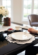 Çiçek-Yaprak İşlemeli Amerikan Servis Seti — 6 Kişilik