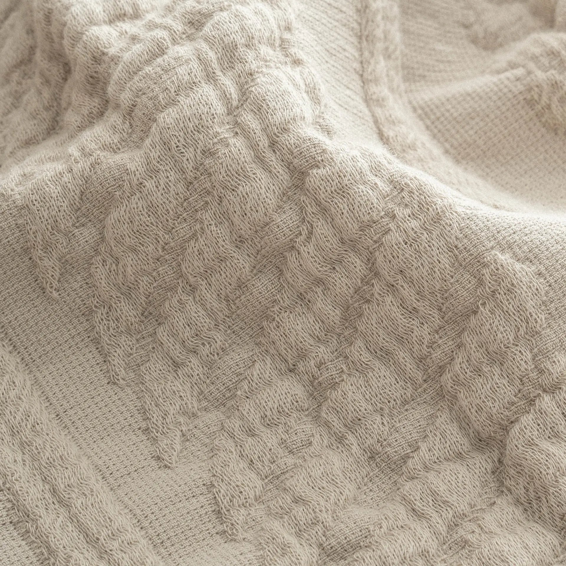 Hifa Çift Kişilik Pike Takımı Pamuk Dokuma Bej