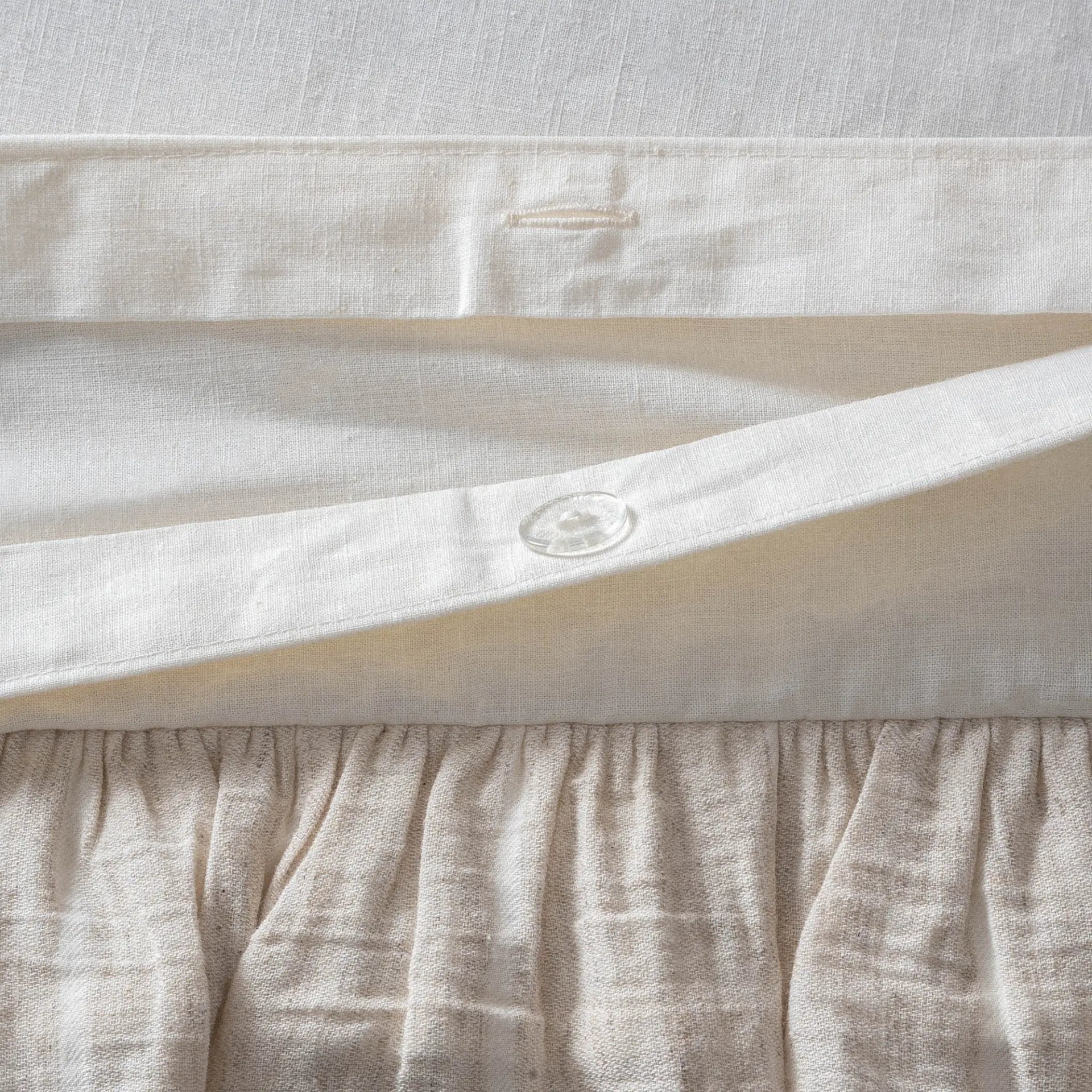 Leyna Çift Kişilik Nevresim Takımı Organik Pamuk Keten Krem