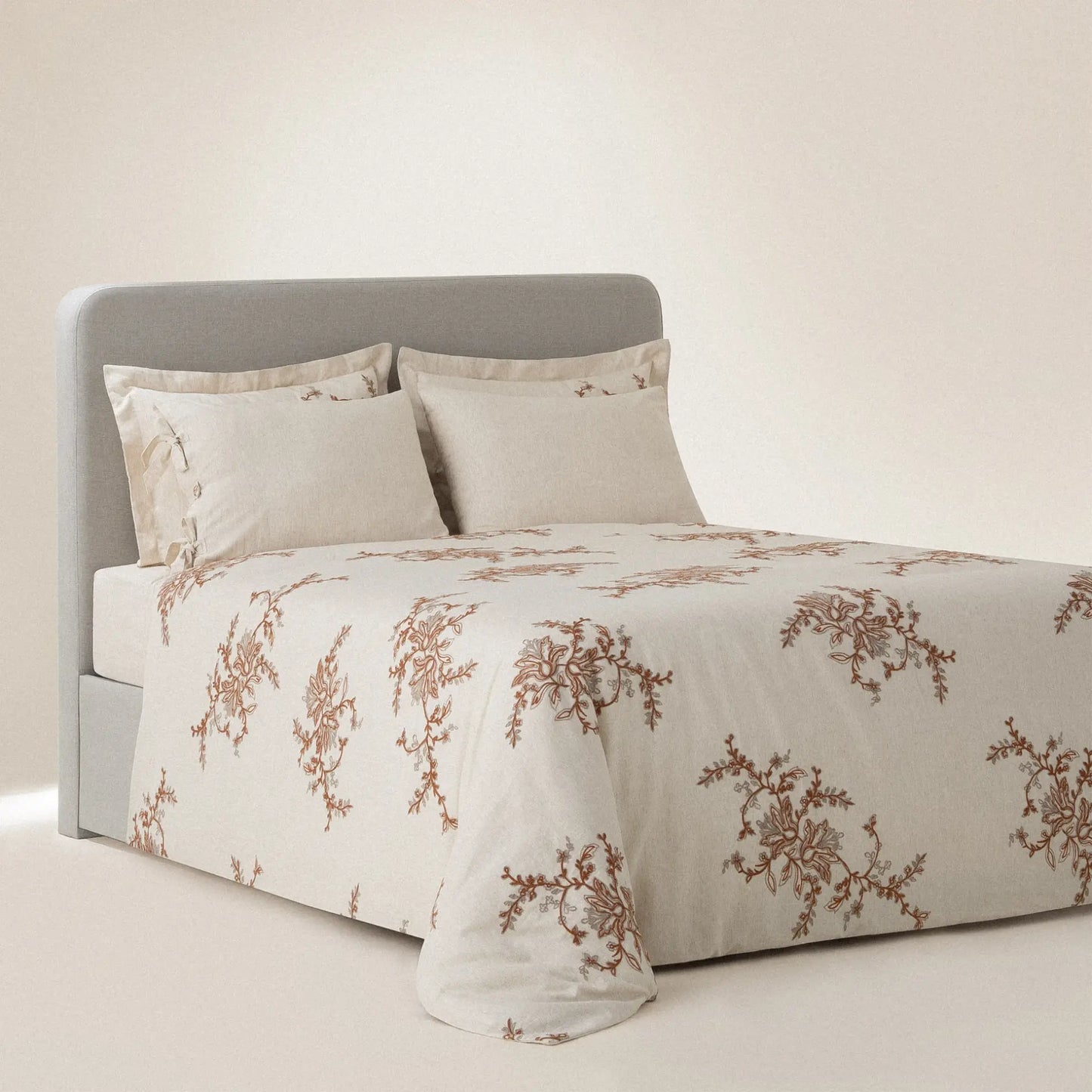 Libera Çift Kişilik Nevresim Takımı Organik Pamuk Keten Krem-Terra