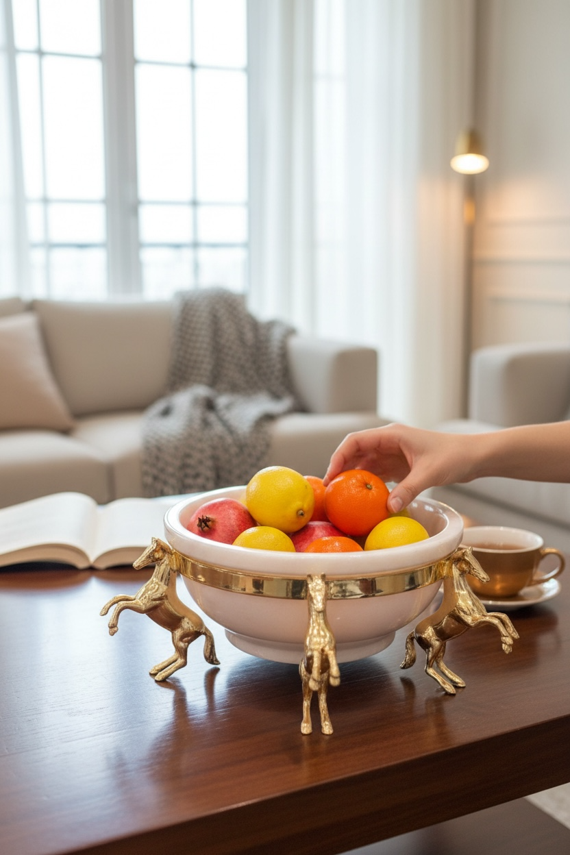 3 Atlı Çember Mermer Çanak