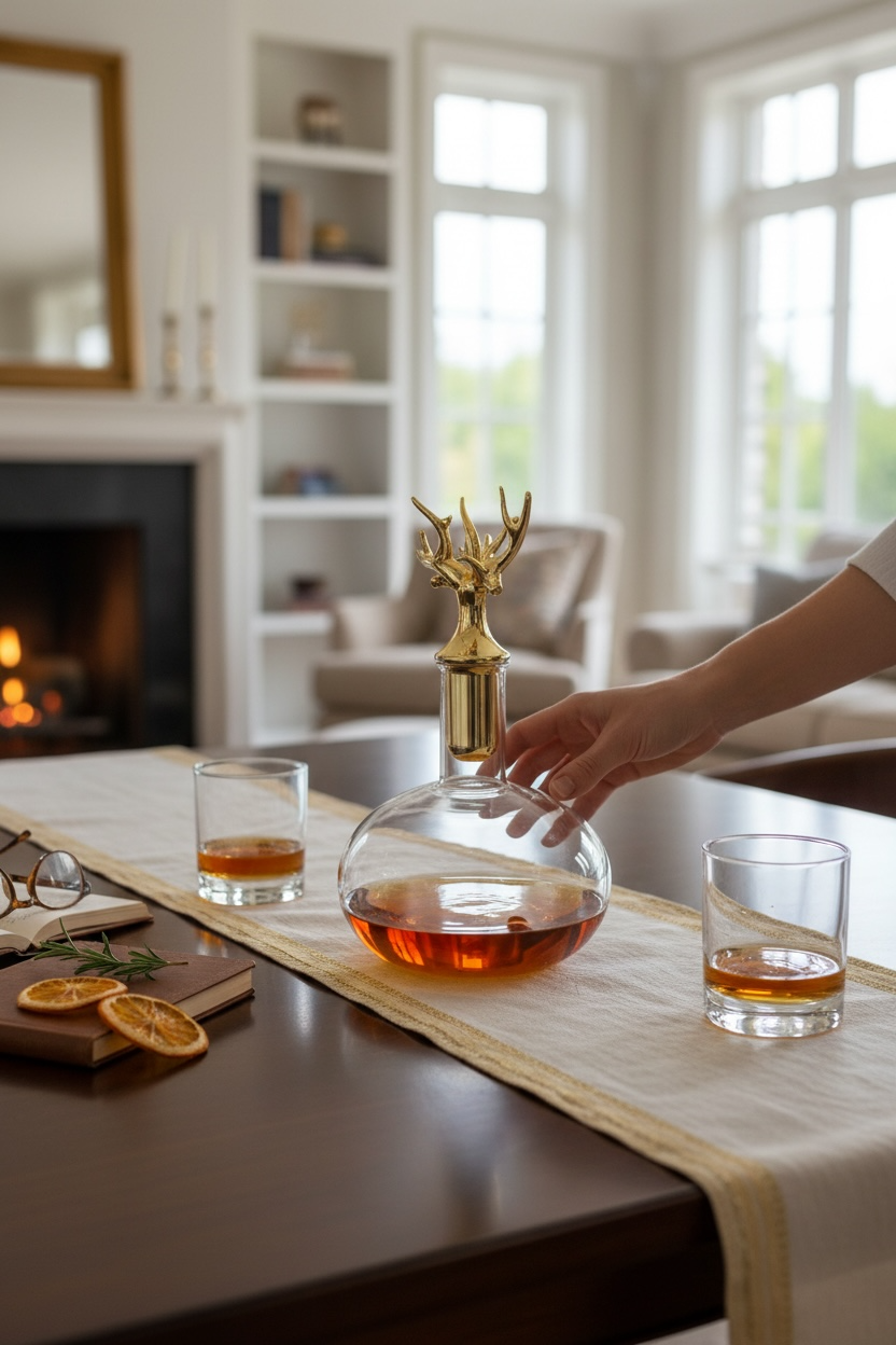 Pirinç Geyik Figürlü Gold Karaf