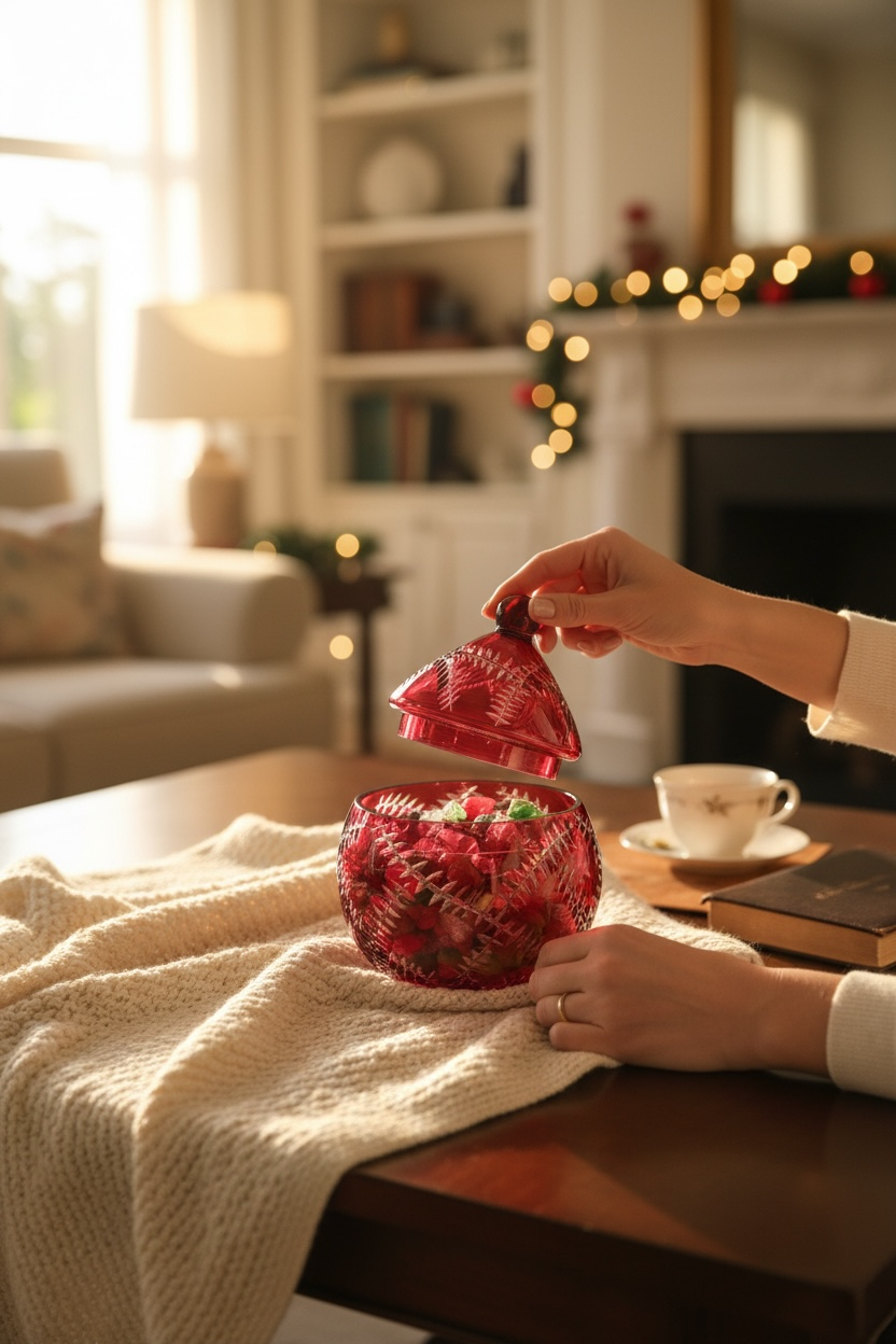 Kristal Kırmızı Cam Kavanoz