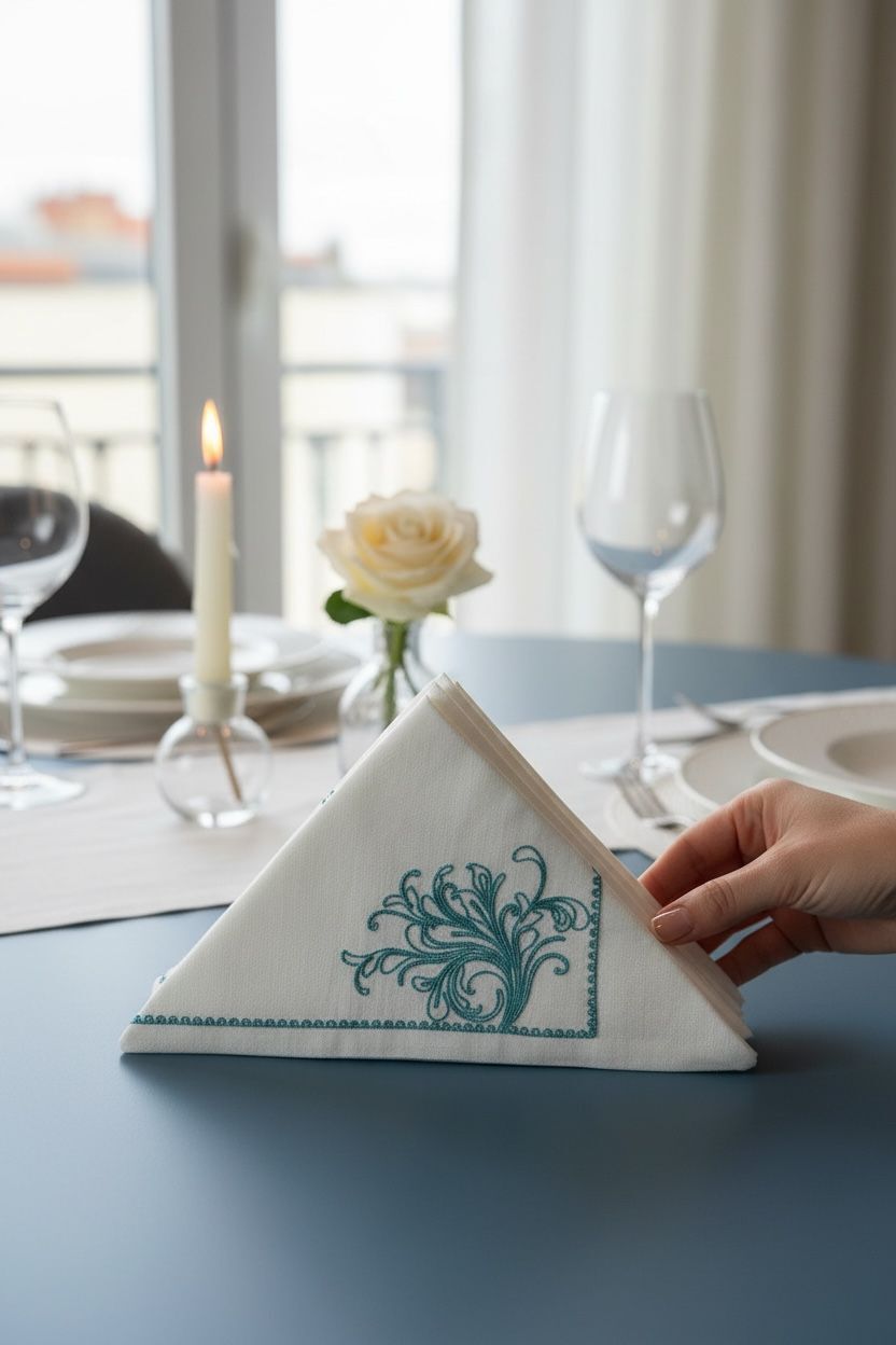 El işlemeli Turkuaz Peçete